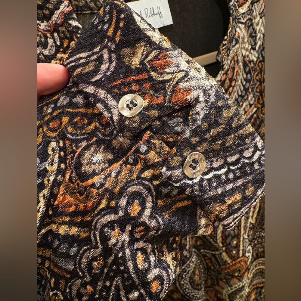 Joseph Ribkoff Paisley Print V-Neck Blouse Top Women’s 10 - Picture 4 of 9